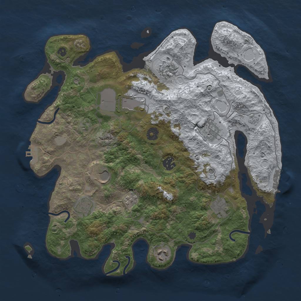 Rust Map: Procedural Map, Size: 3501, Seed: 1317074218, 18 Monuments