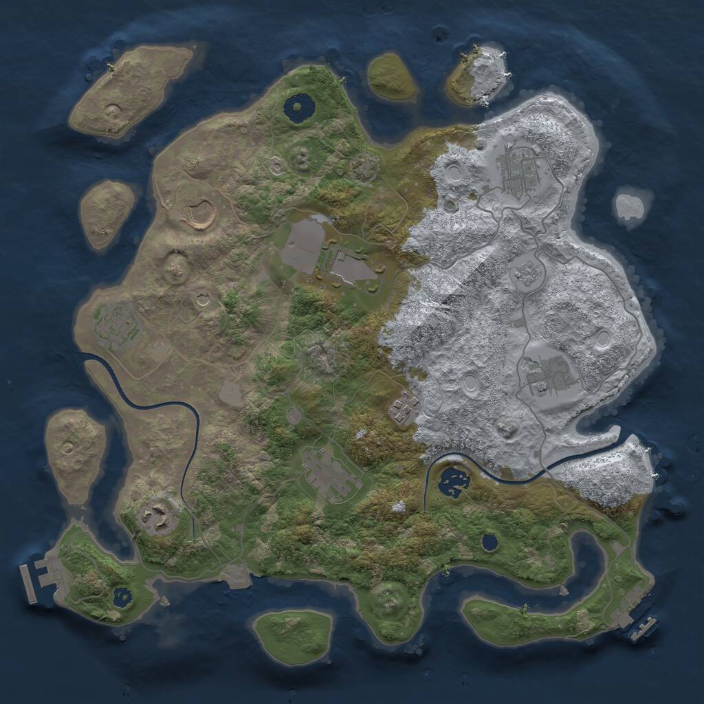 Rust Map: Procedural Map, Size: 3550, Seed: 915428, 15 Monuments