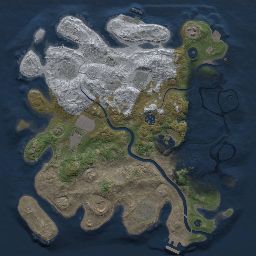Rust Map: Procedural Map, Size: 3550, Seed: 744211, 15 Monuments