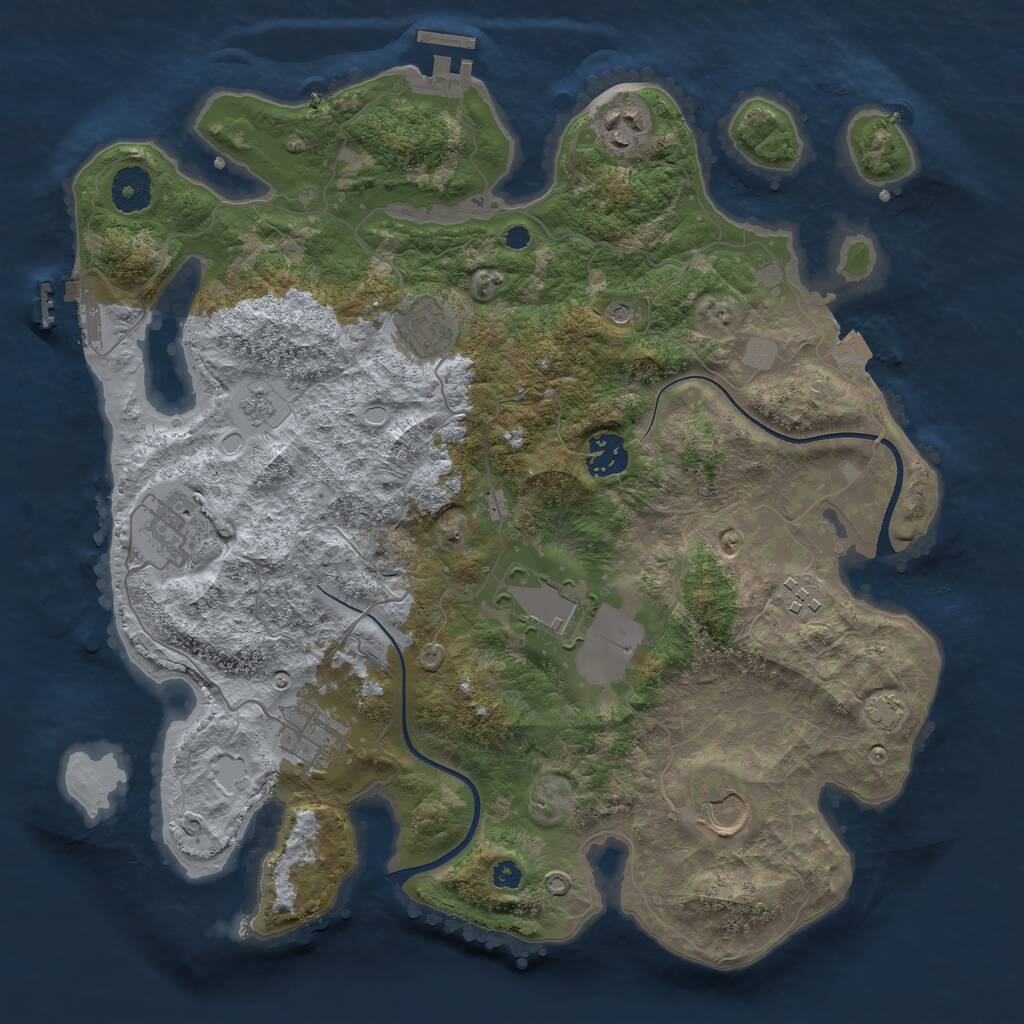 Rust Map: Procedural Map, Size: 3550, Seed: 30338, 14 Monuments