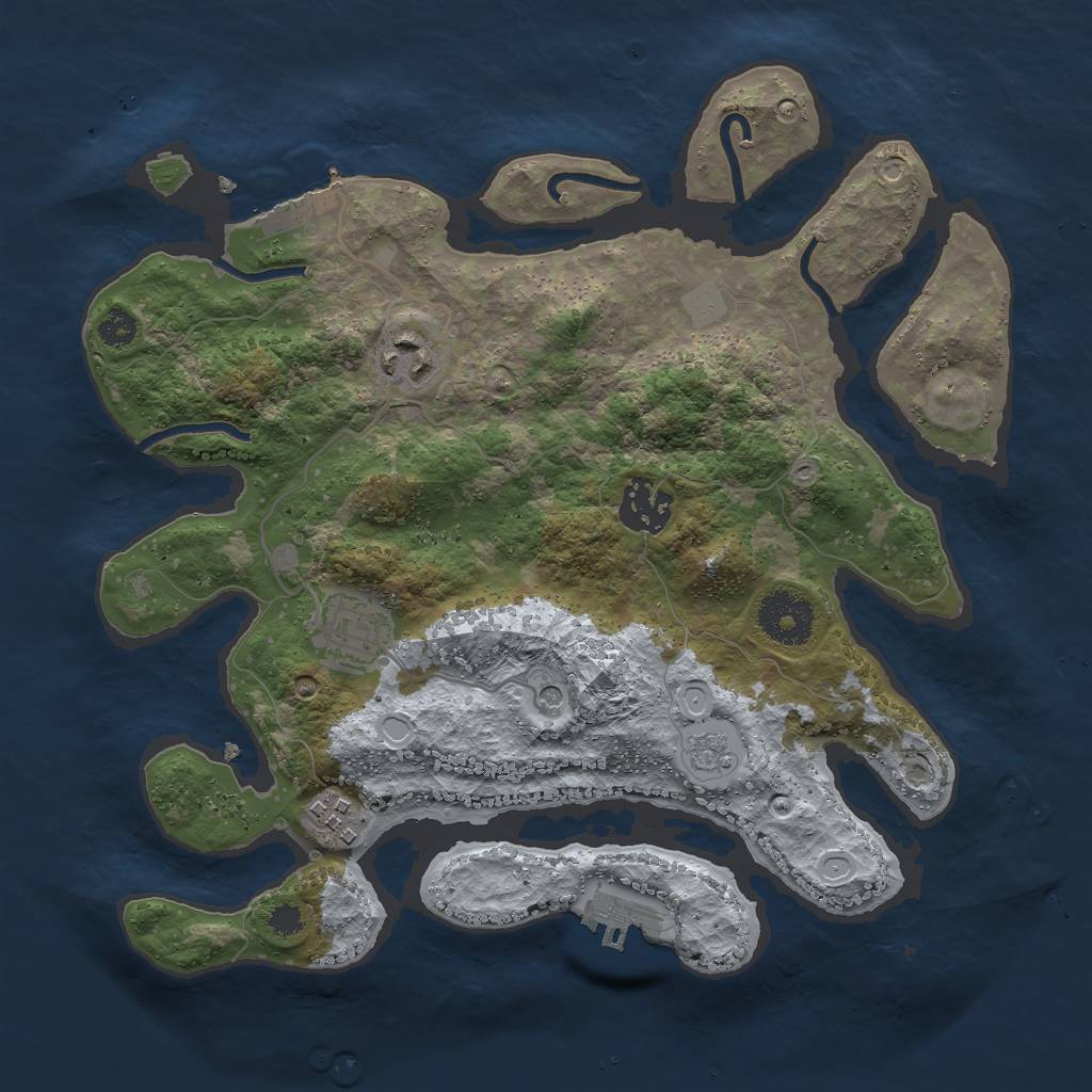 Rust Map: Procedural Map, Size: 3000, Seed: 123454, 13 Monuments