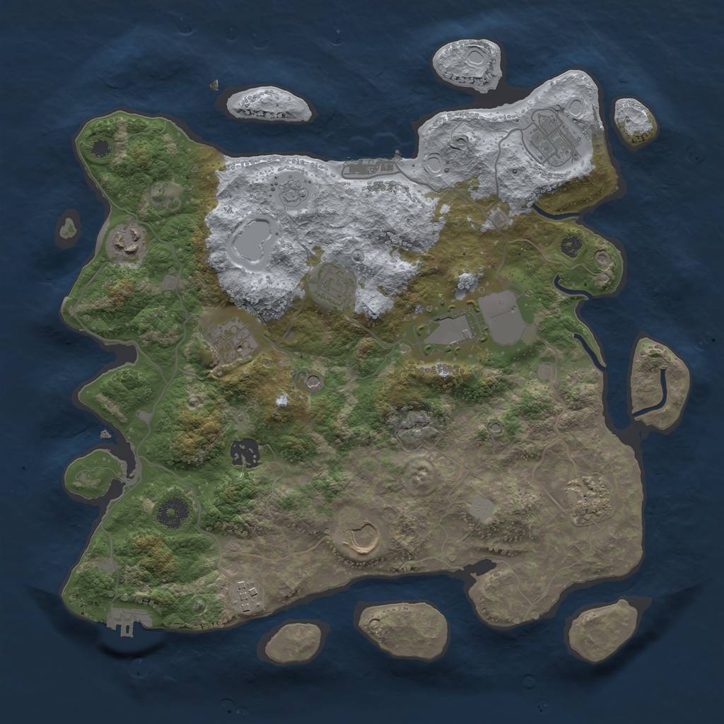 Rust Map: Procedural Map, Size: 3550, Seed: 231086, 18 Monuments