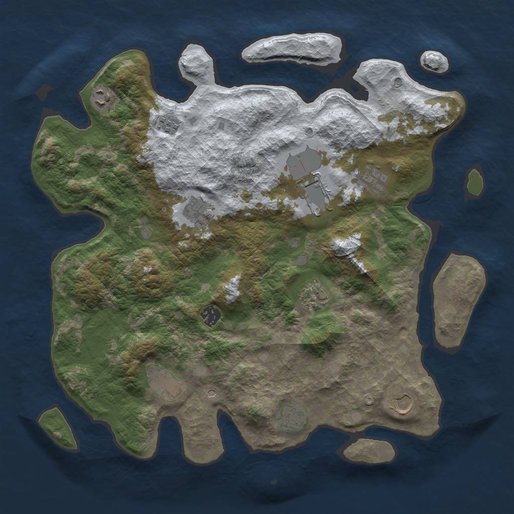 Rust Map: Barren, Size: 4000, Seed: 1234321, 13 Monuments