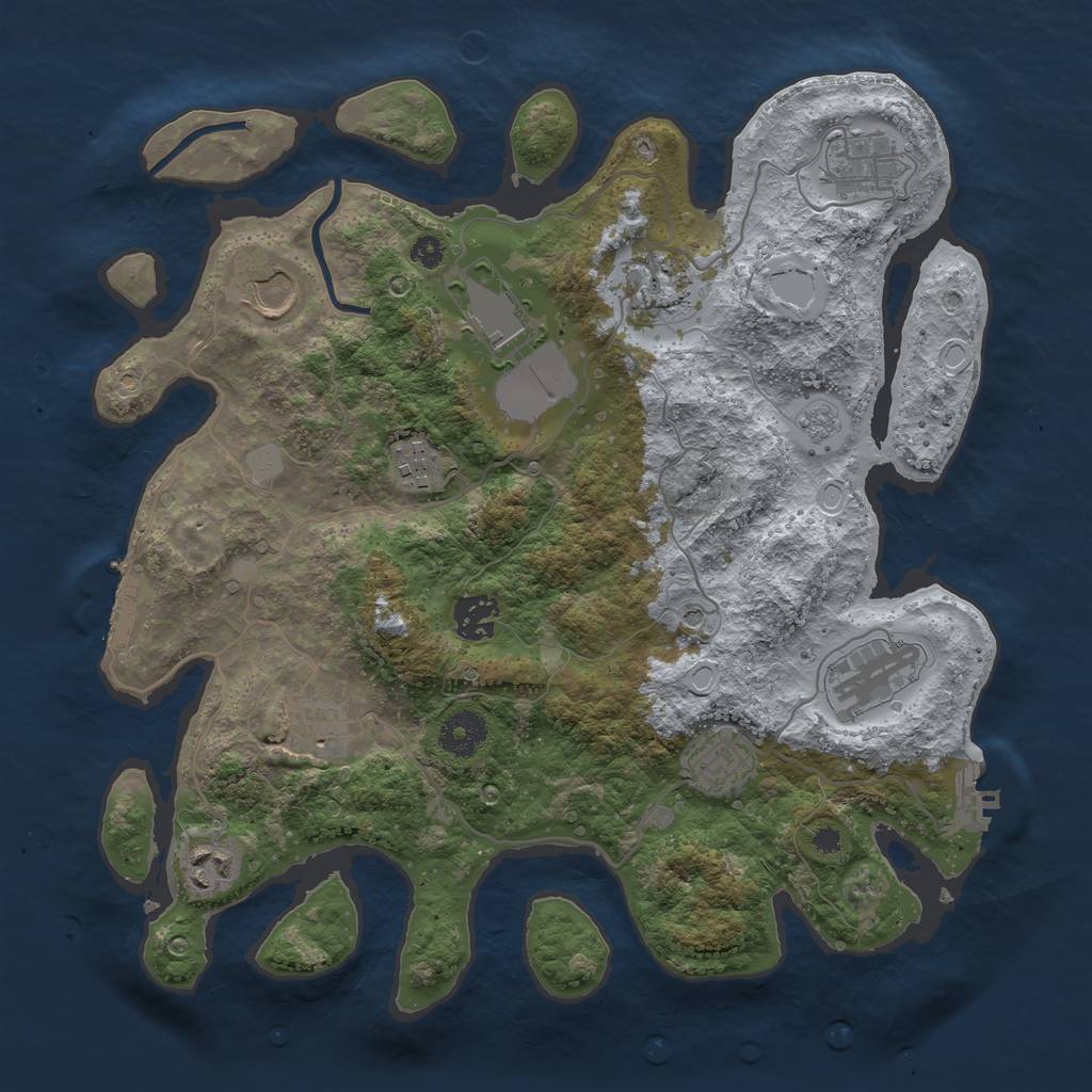 Rust Map: Procedural Map, Size: 3500, Seed: 358357446, 19 Monuments
