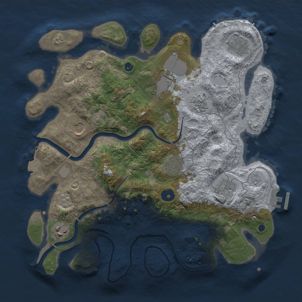Rust Map: Procedural Map, Size: 3500, Seed: 358357446, 13 Monuments