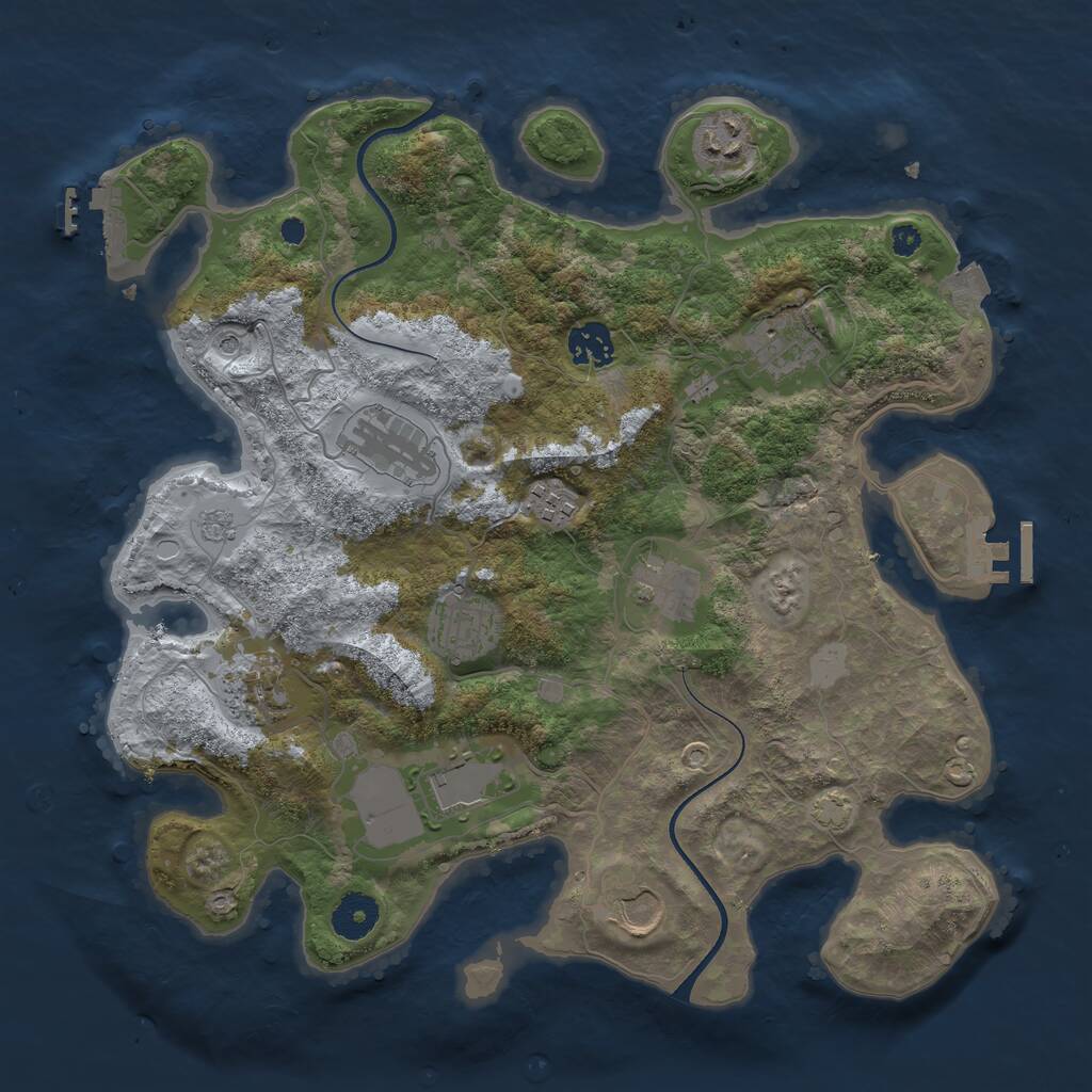 Rust Map: Procedural Map, Size: 3550, Seed: 329710, 16 Monuments