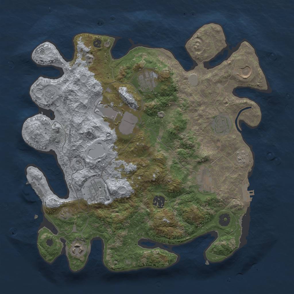 Rust Map: Procedural Map, Size: 3550, Seed: 504301, 18 Monuments