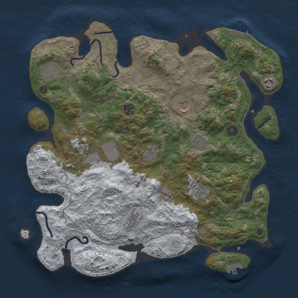 Rust Map: Procedural Map, Size: 4000, Seed: 1090095902, 19 Monuments