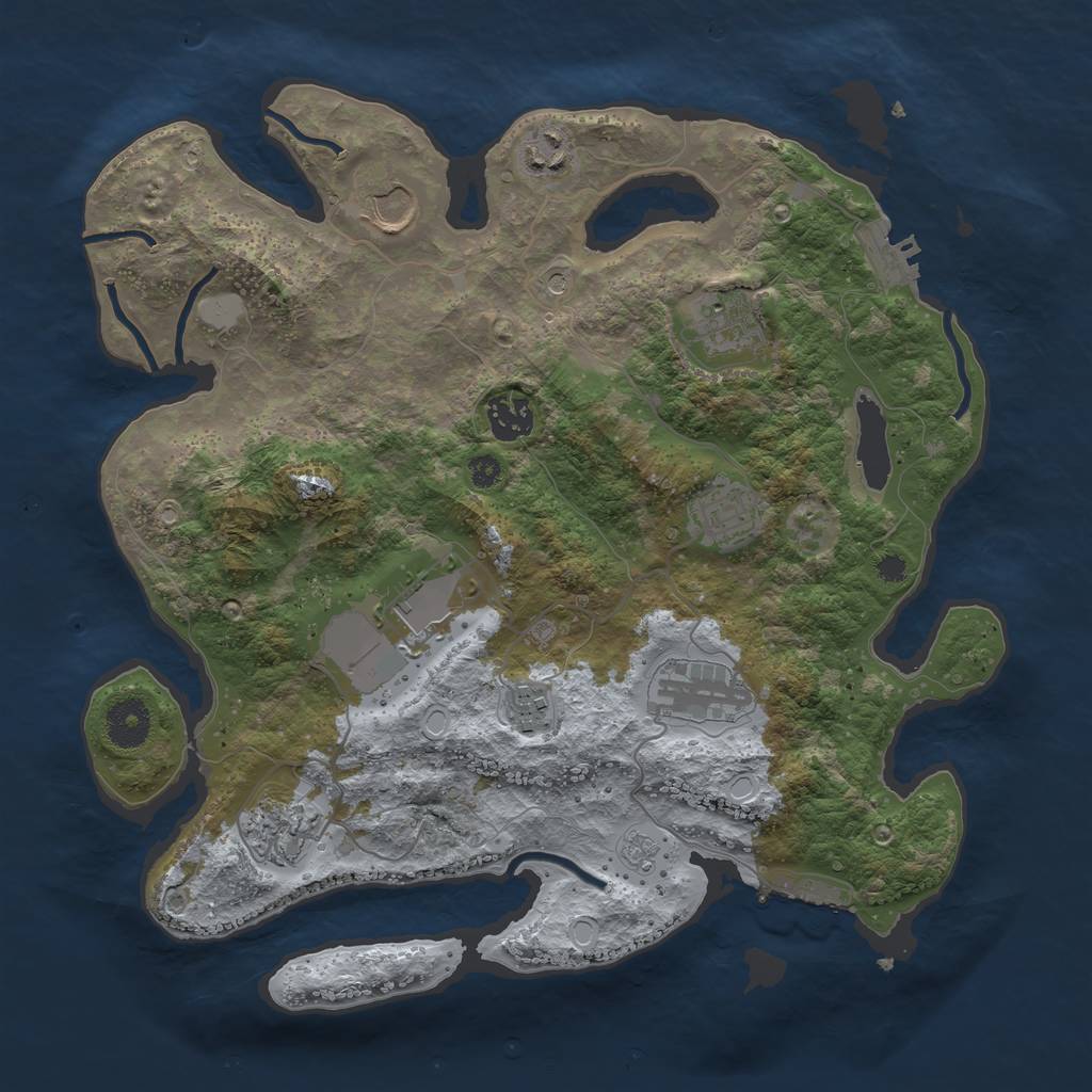 Rust Map: Procedural Map, Size: 3500, Seed: 465371273, 18 Monuments