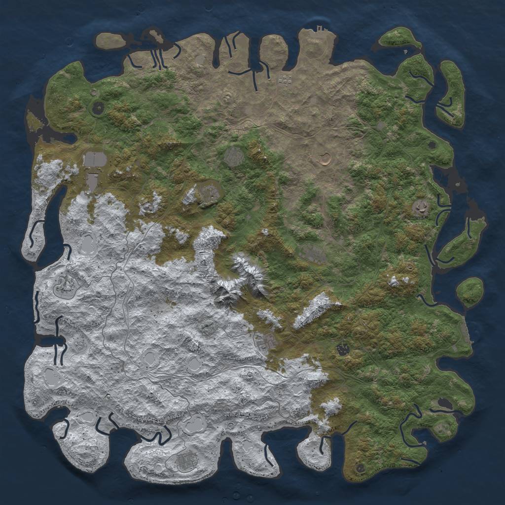 Rust Map: Procedural Map, Size: 6000, Seed: 6000, 20 Monuments