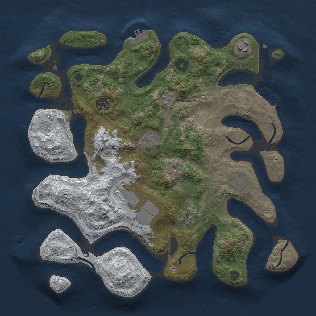 Rust Map: Procedural Map, Size: 3500, Seed: 1085110165, 16 Monuments