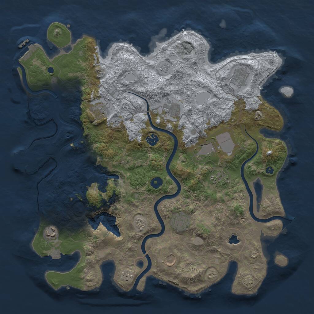 Rust Map: Procedural Map, Size: 4050, Seed: 13763490, 16 Monuments