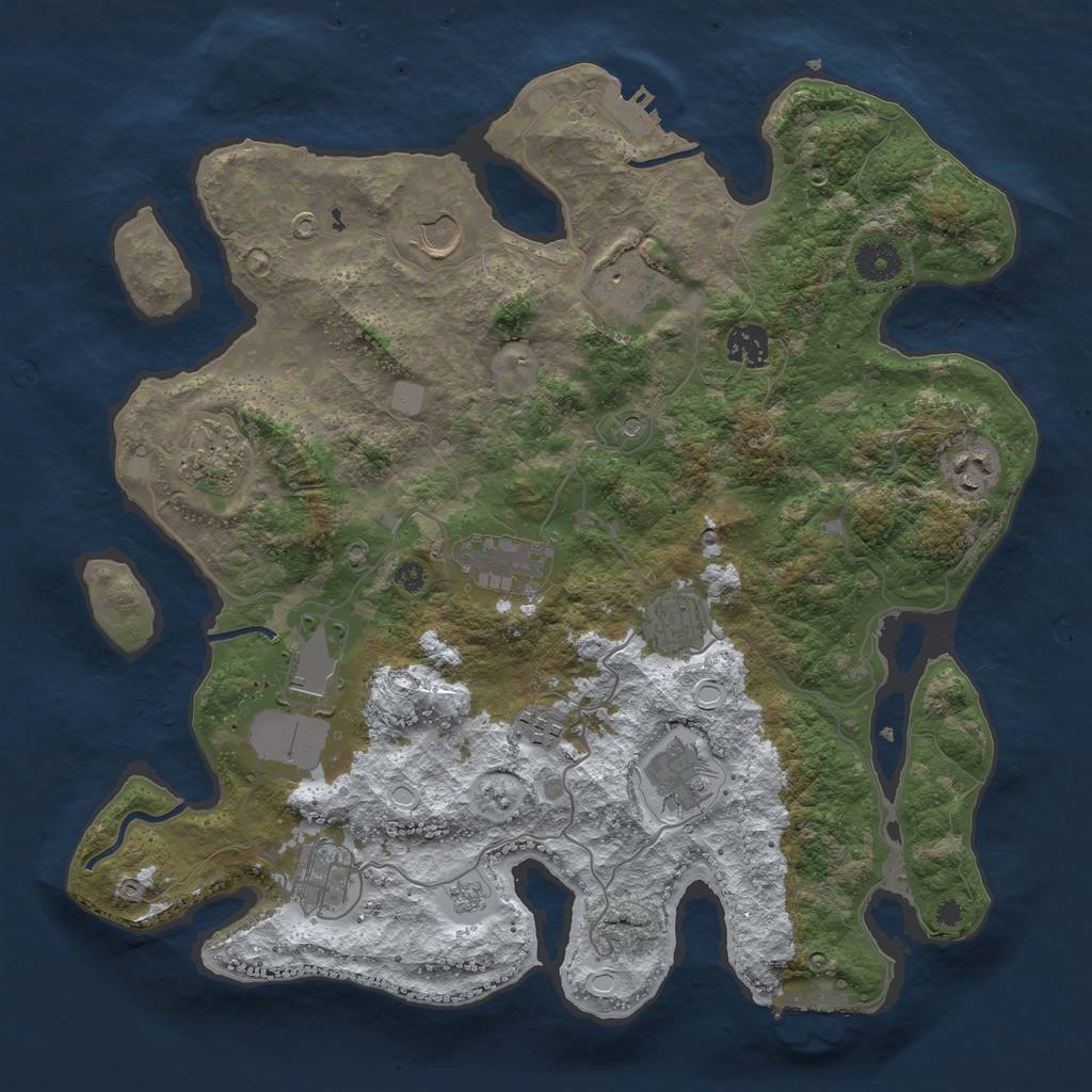 Rust Map: Procedural Map, Size: 3750, Seed: 462701641, 20 Monuments