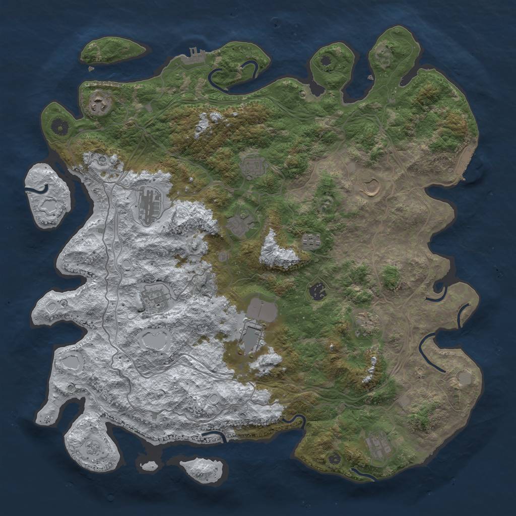 Rust Map: Procedural Map, Size: 4500, Seed: 5855, 20 Monuments