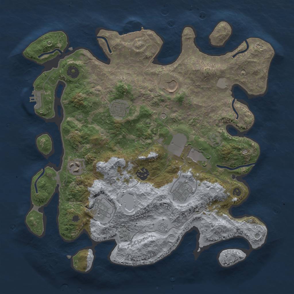 Rust Map: Procedural Map, Size: 3550, Seed: 183684, 17 Monuments