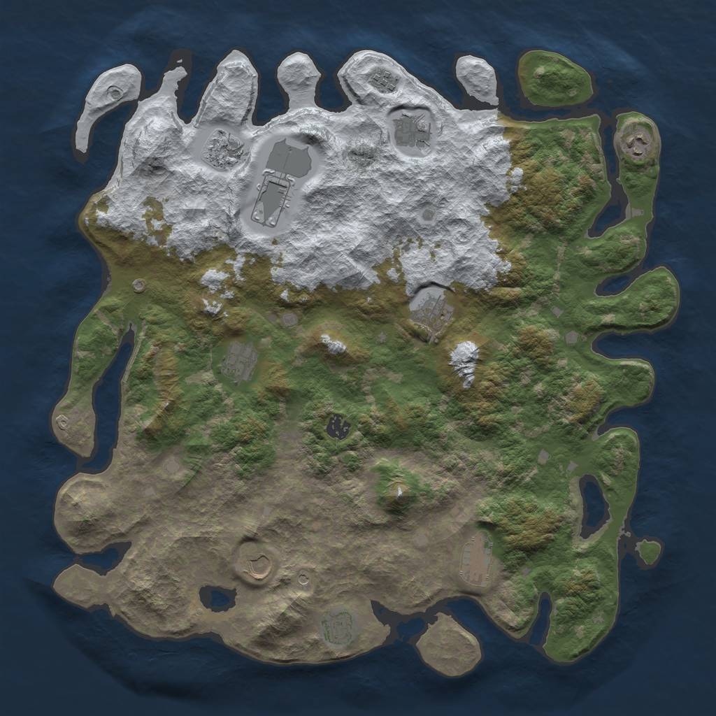 Rust Map: Barren, Size: 4500, Seed: 1816186748, 14 Monuments