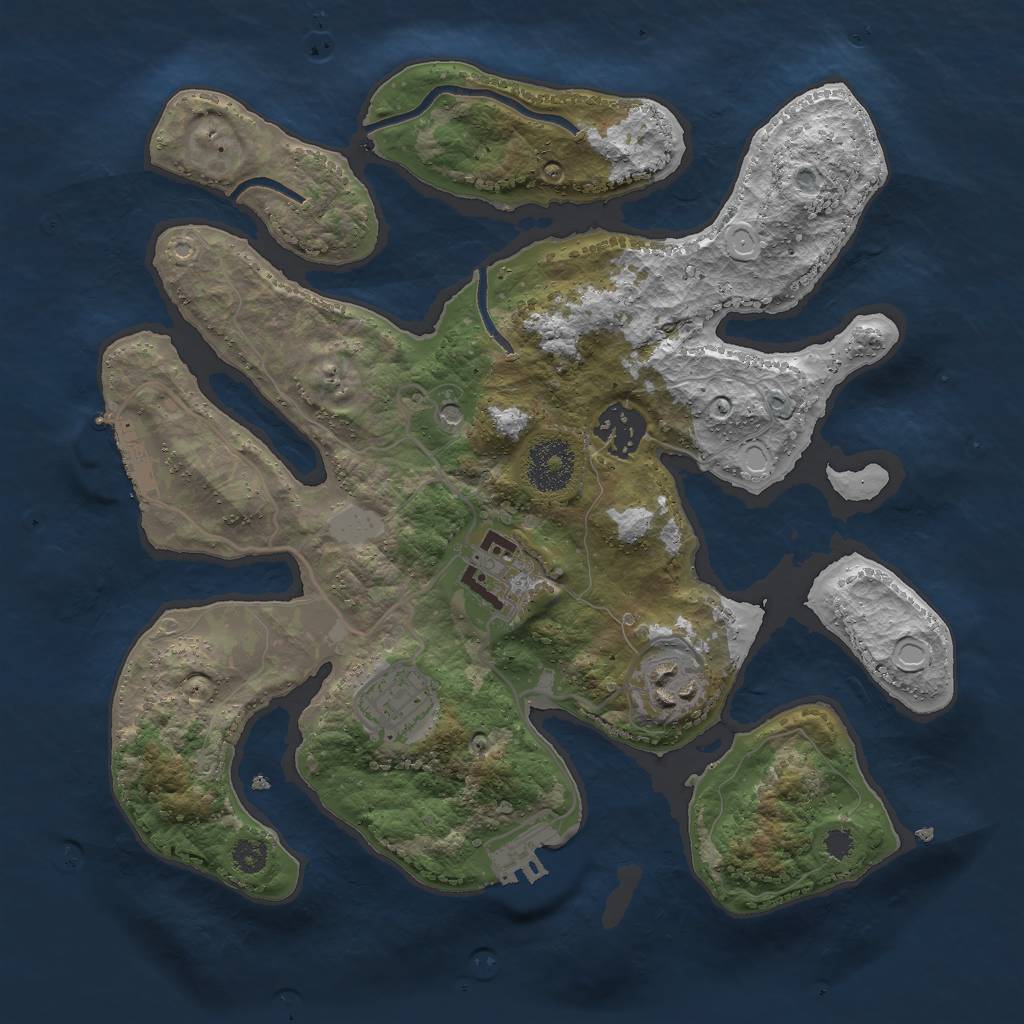 Rust Map: Procedural Map, Size: 3000, Seed: 124349354, 12 Monuments