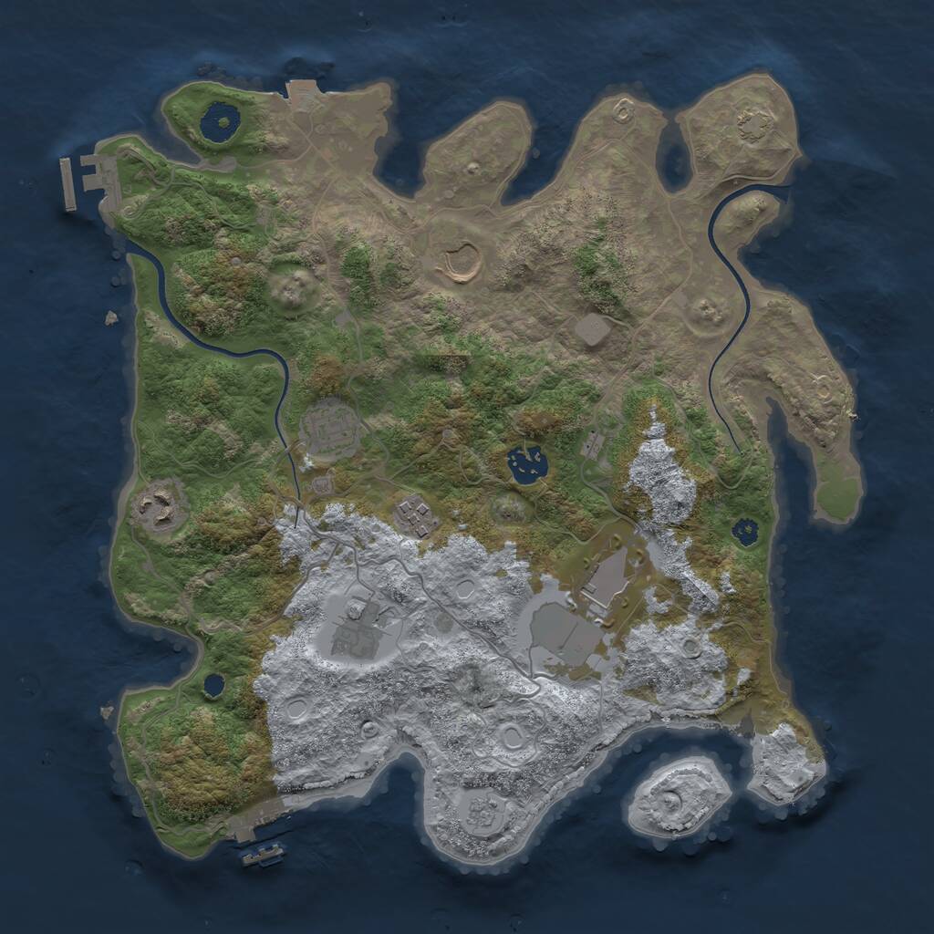Rust Map: Procedural Map, Size: 3550, Seed: 310000, 12 Monuments