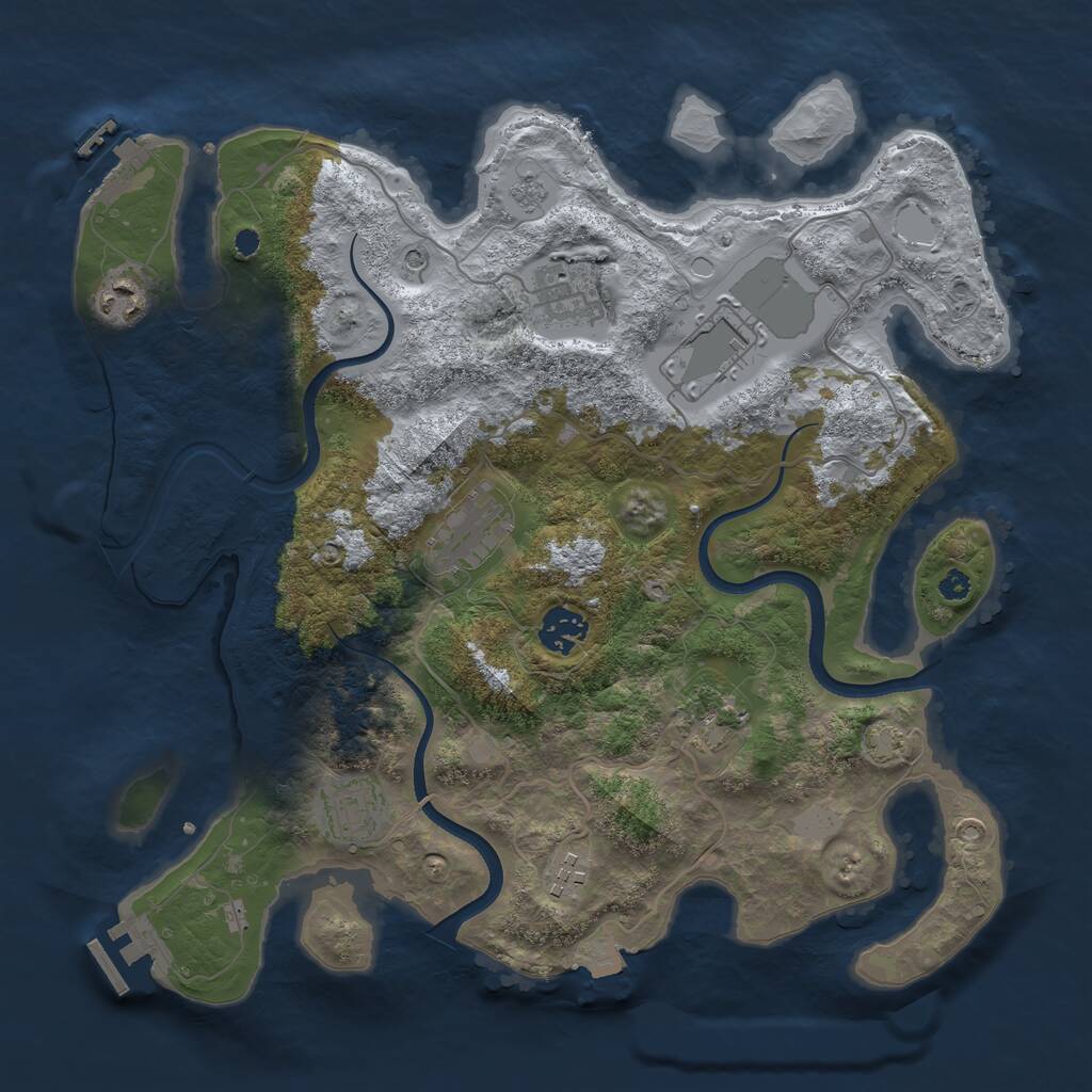 Rust Map: Procedural Map, Size: 3550, Seed: 133563, 14 Monuments