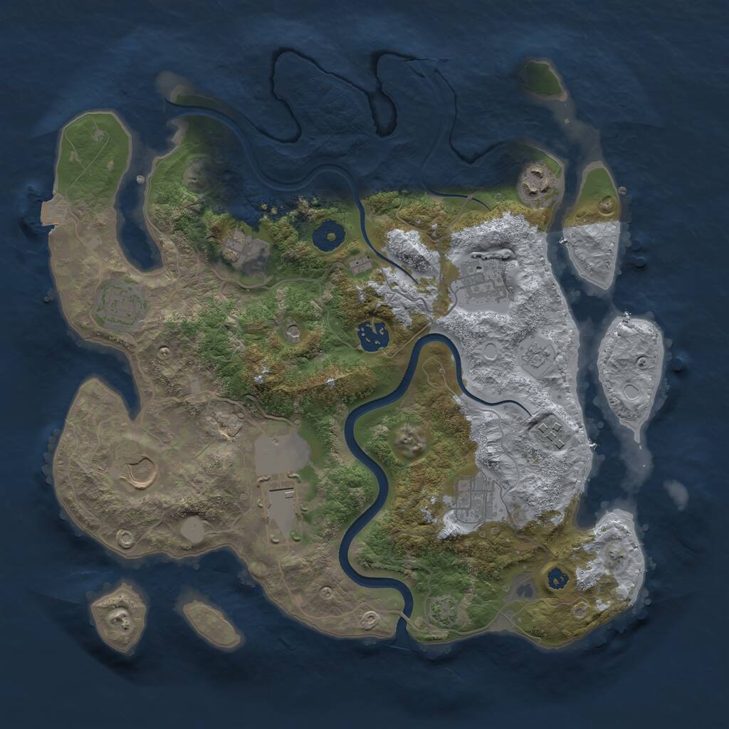 Rust Map: Procedural Map, Size: 3500, Seed: 17000, 13 Monuments