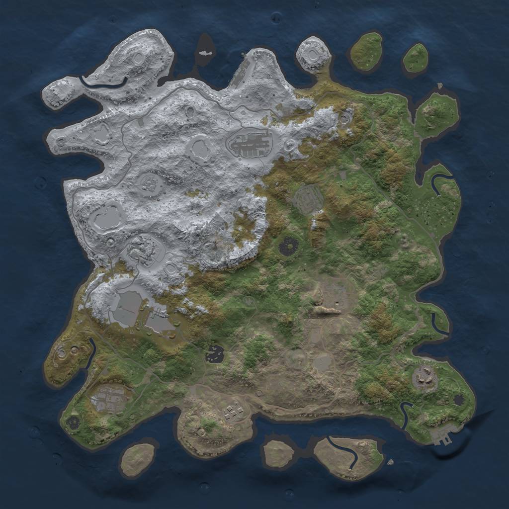Rust Map: Procedural Map, Size: 4000, Seed: 272325, 18 Monuments