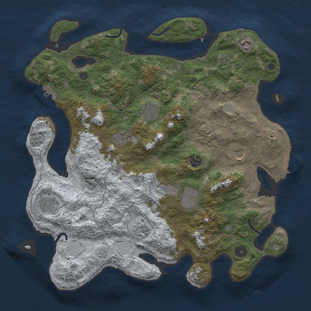 Rust Map: Procedural Map, Size: 4000, Seed: 38372, 18 Monuments