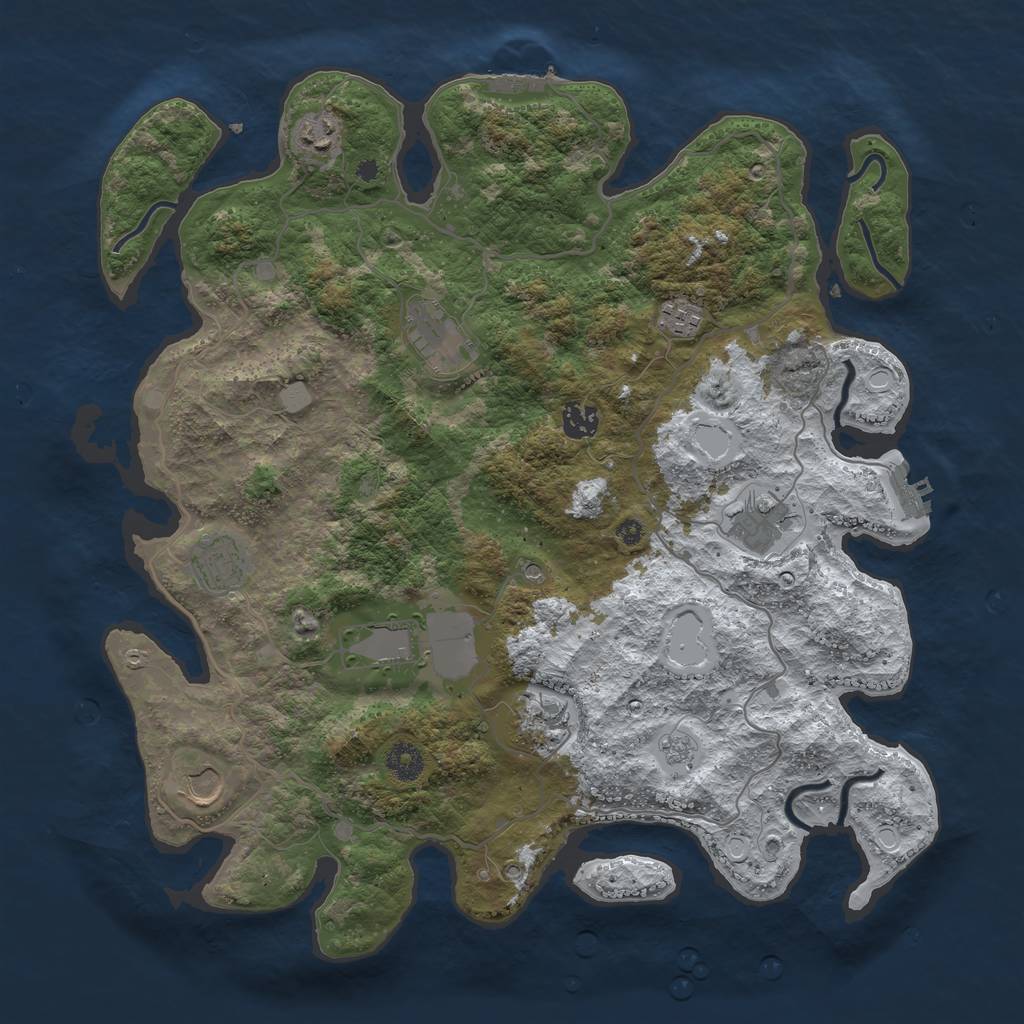 Rust Map: Procedural Map, Size: 4000, Seed: 683169, 18 Monuments