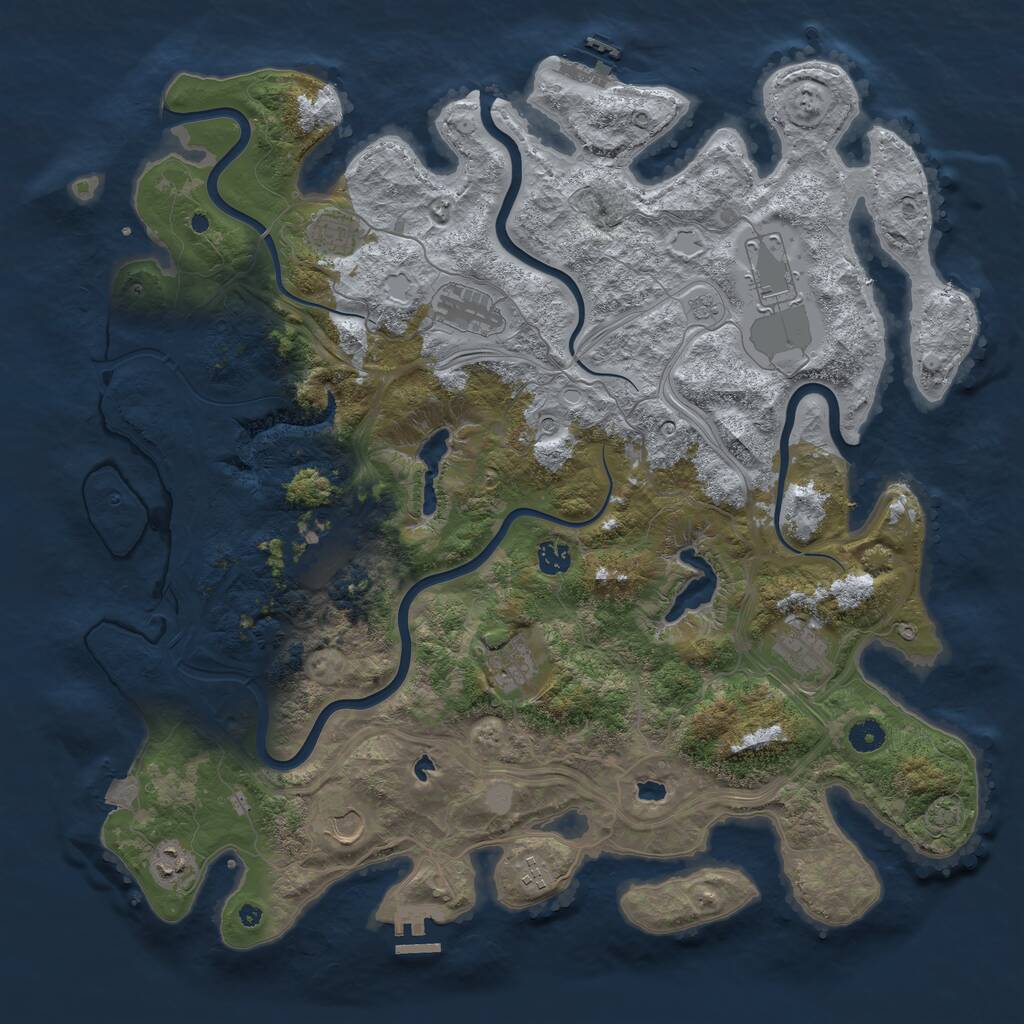 Rust Map: Procedural Map, Size: 4550, Seed: 777, 16 Monuments