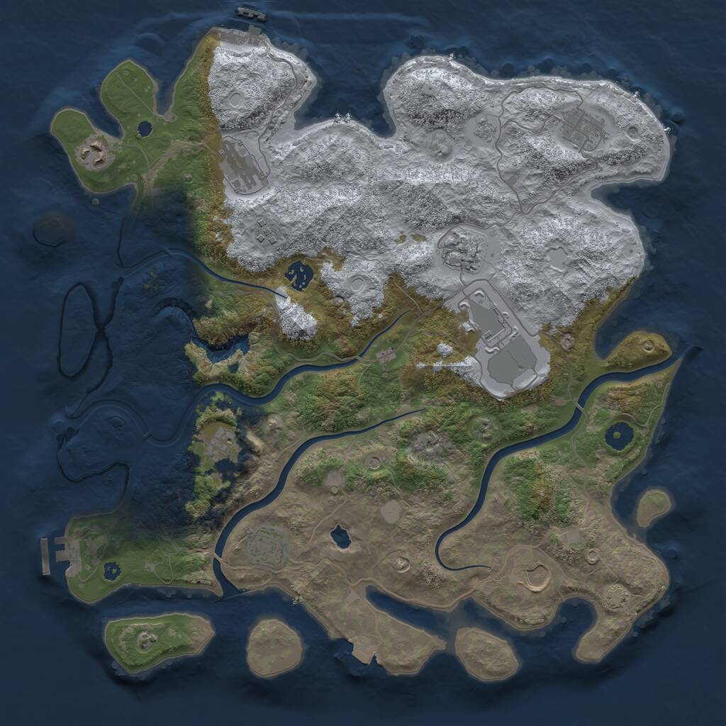 Rust Map: Procedural Map, Size: 4000, Seed: 751057, 16 Monuments