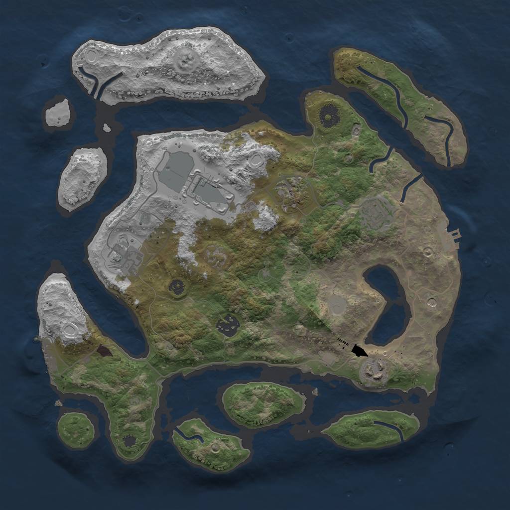 Rust Map: Procedural Map, Size: 3500, Seed: 55, 14 Monuments