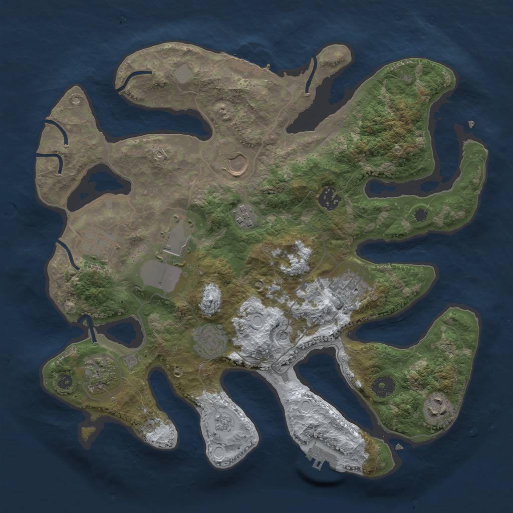 Rust Map: Procedural Map, Size: 3500, Seed: 244473887, 18 Monuments