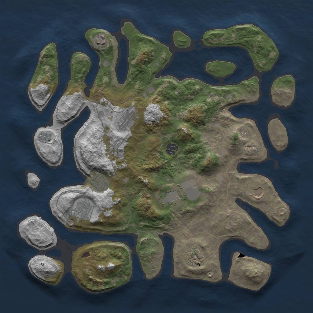 Rust Map: Barren, Size: 4000, Seed: 12345, 12 Monuments