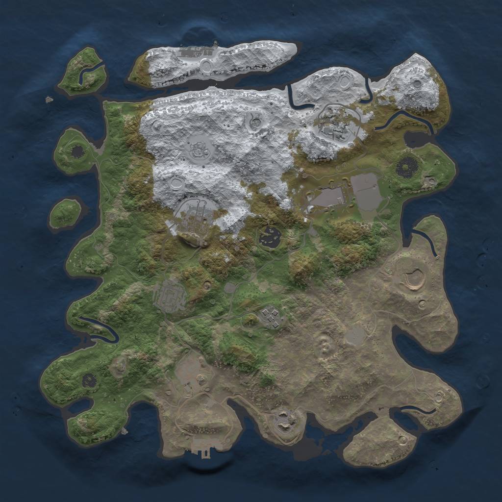 Rust Map: Procedural Map, Size: 3500, Seed: 1122392287, 18 Monuments