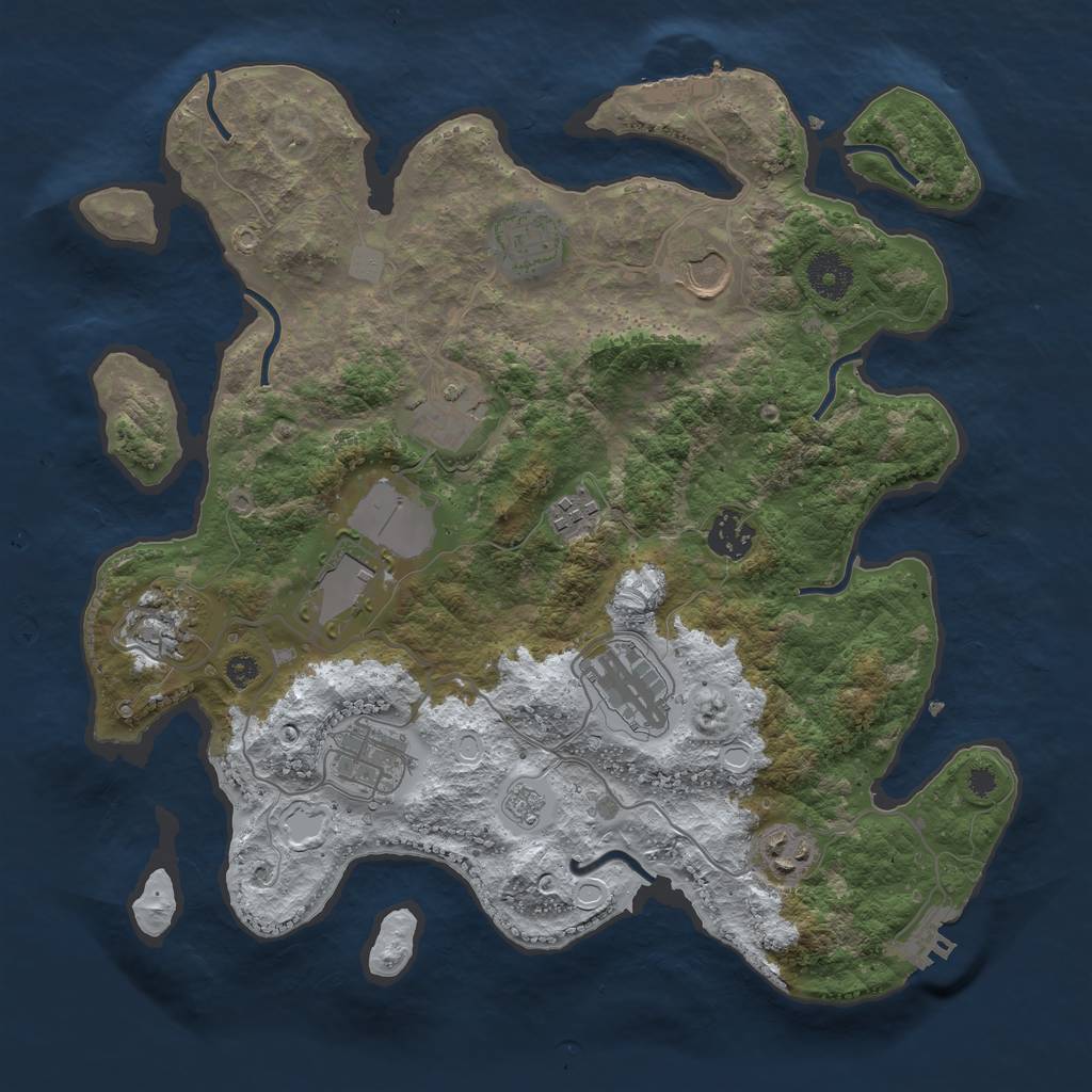 Rust Map: Procedural Map, Size: 3500, Seed: 863427455, 18 Monuments
