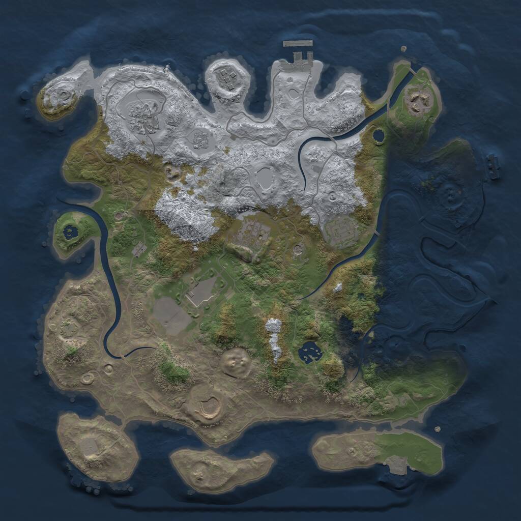 Rust Map: Procedural Map, Size: 3550, Seed: 846247, 14 Monuments