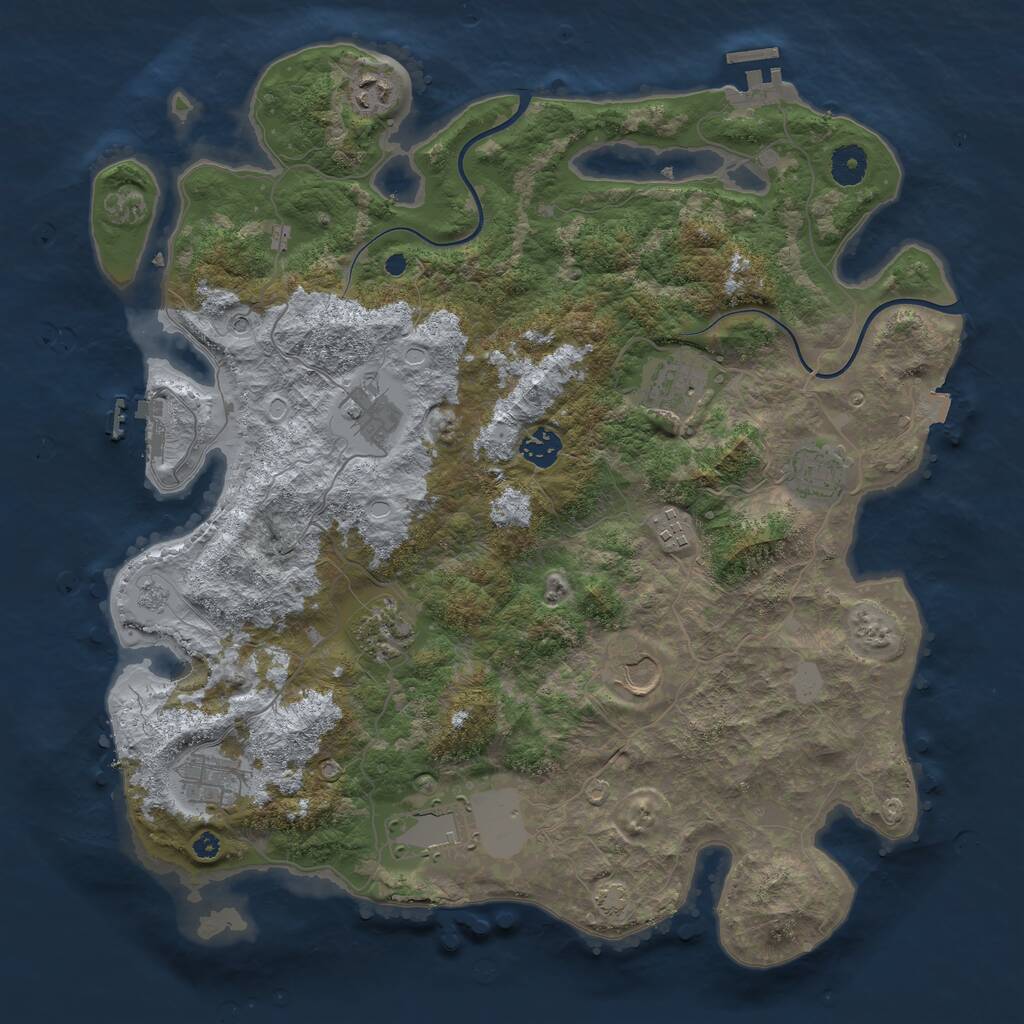 Rust Map: Procedural Map, Size: 3950, Seed: 2001155134, 16 Monuments