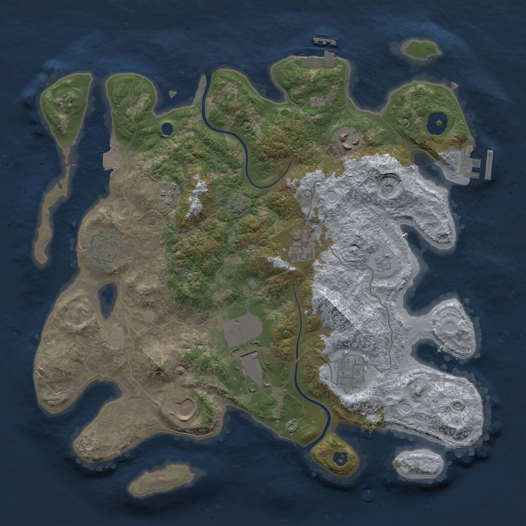 Rust Map: Procedural Map, Size: 3550, Seed: 64241, 13 Monuments