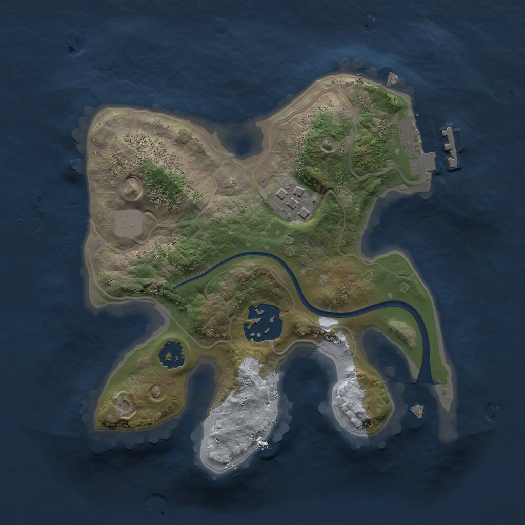 Rust Map: Procedural Map, Size: 2000, Seed: 21729, 4 Monuments