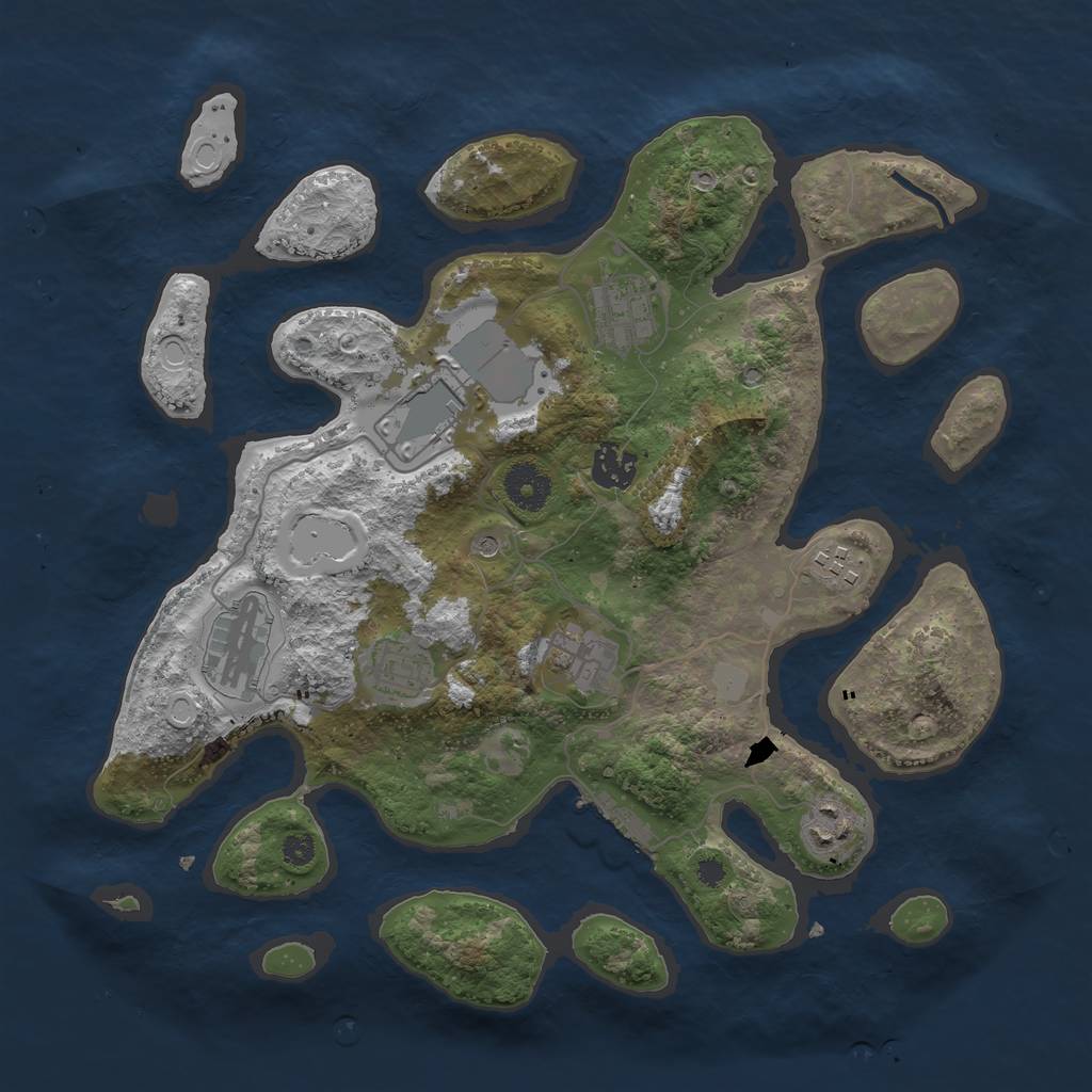 Rust Map: Procedural Map, Size: 3500, Seed: 1149888627, 15 Monuments