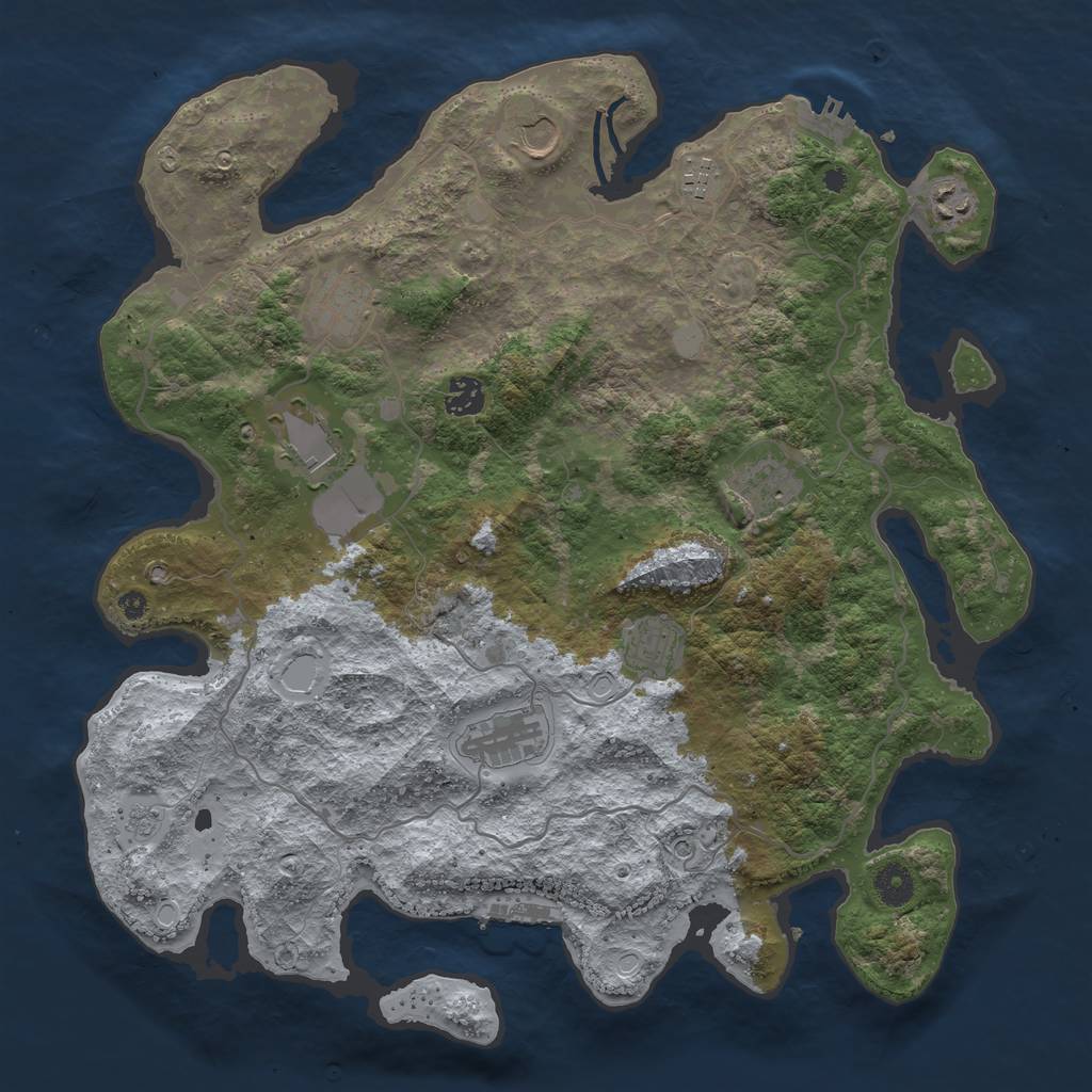 Rust Map: Procedural Map, Size: 4000, Seed: 177017, 18 Monuments