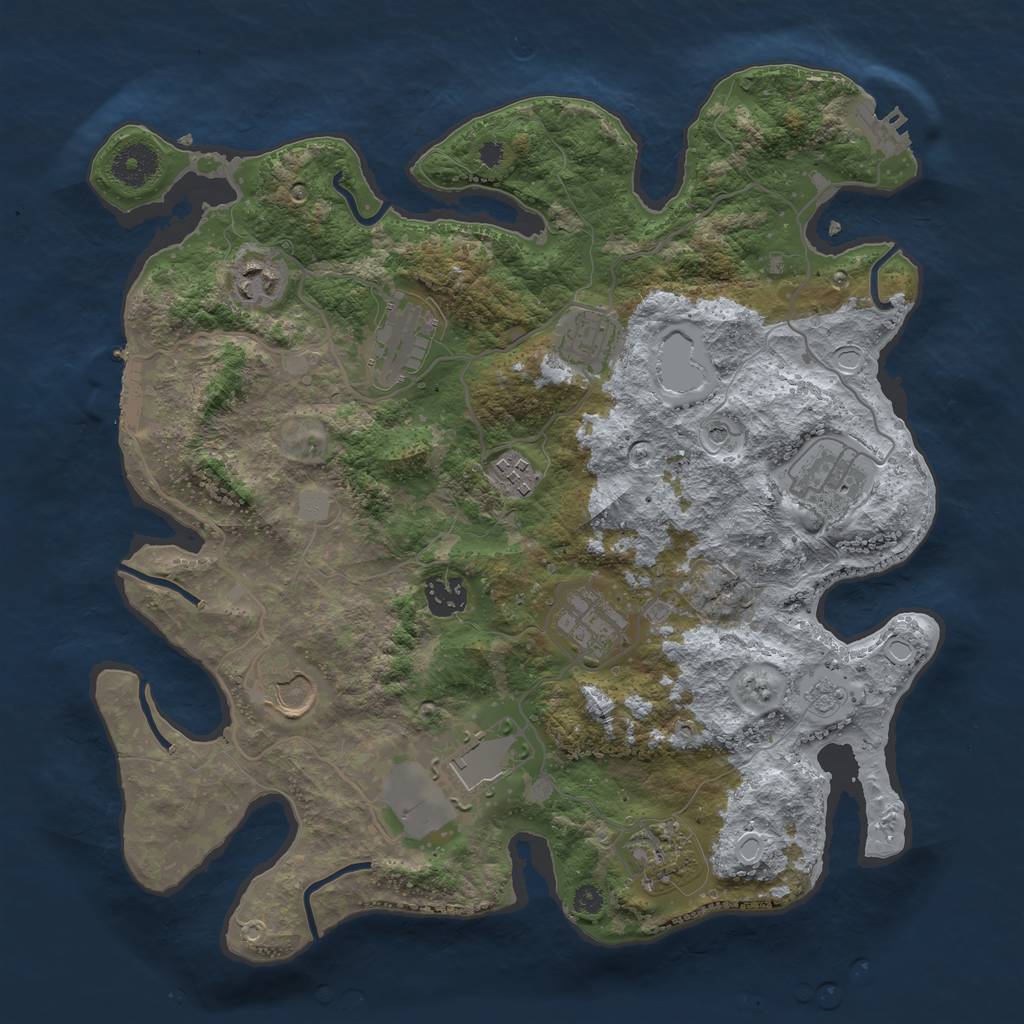 Rust Map: Procedural Map, Size: 3550, Seed: 711382, 19 Monuments