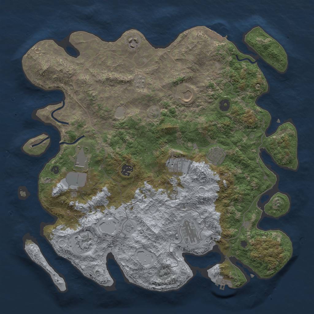 Rust Map: Procedural Map, Size: 4050, Seed: 1670504775, 16 Monuments