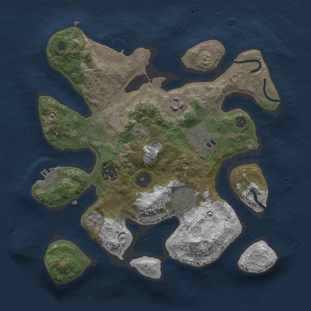 Rust Map: Procedural Map, Size: 3000, Seed: 1608396827, 13 Monuments
