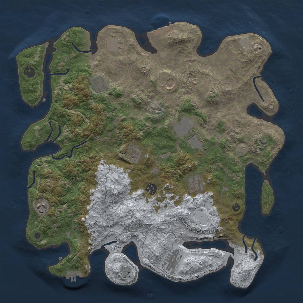 Rust Map: Procedural Map, Size: 4000, Seed: 988311, 20 Monuments