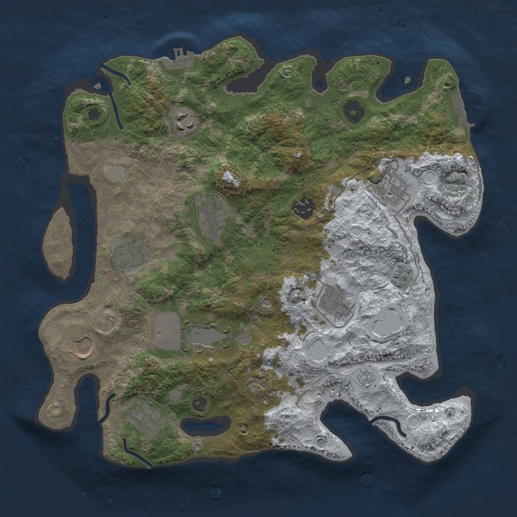 Rust Map: Procedural Map, Size: 3550, Seed: 677522, 20 Monuments