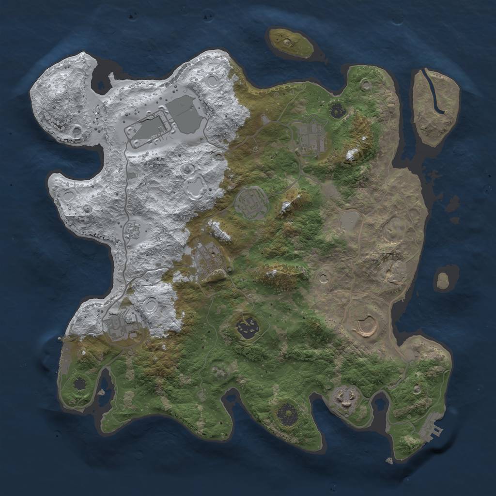 Rust Map: Procedural Map, Size: 3500, Seed: 432982087, 17 Monuments
