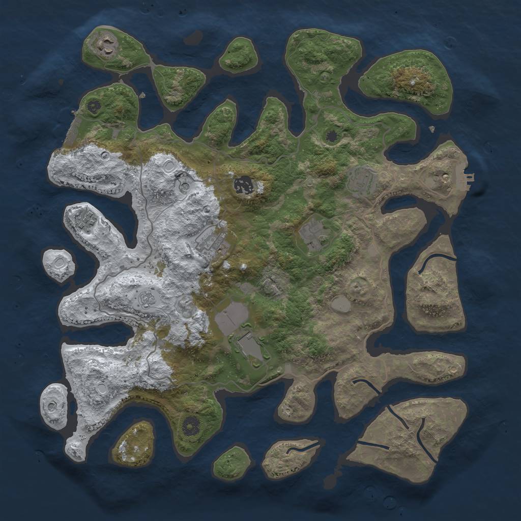 Rust Map: Procedural Map, Size: 4000, Seed: 108853, 16 Monuments