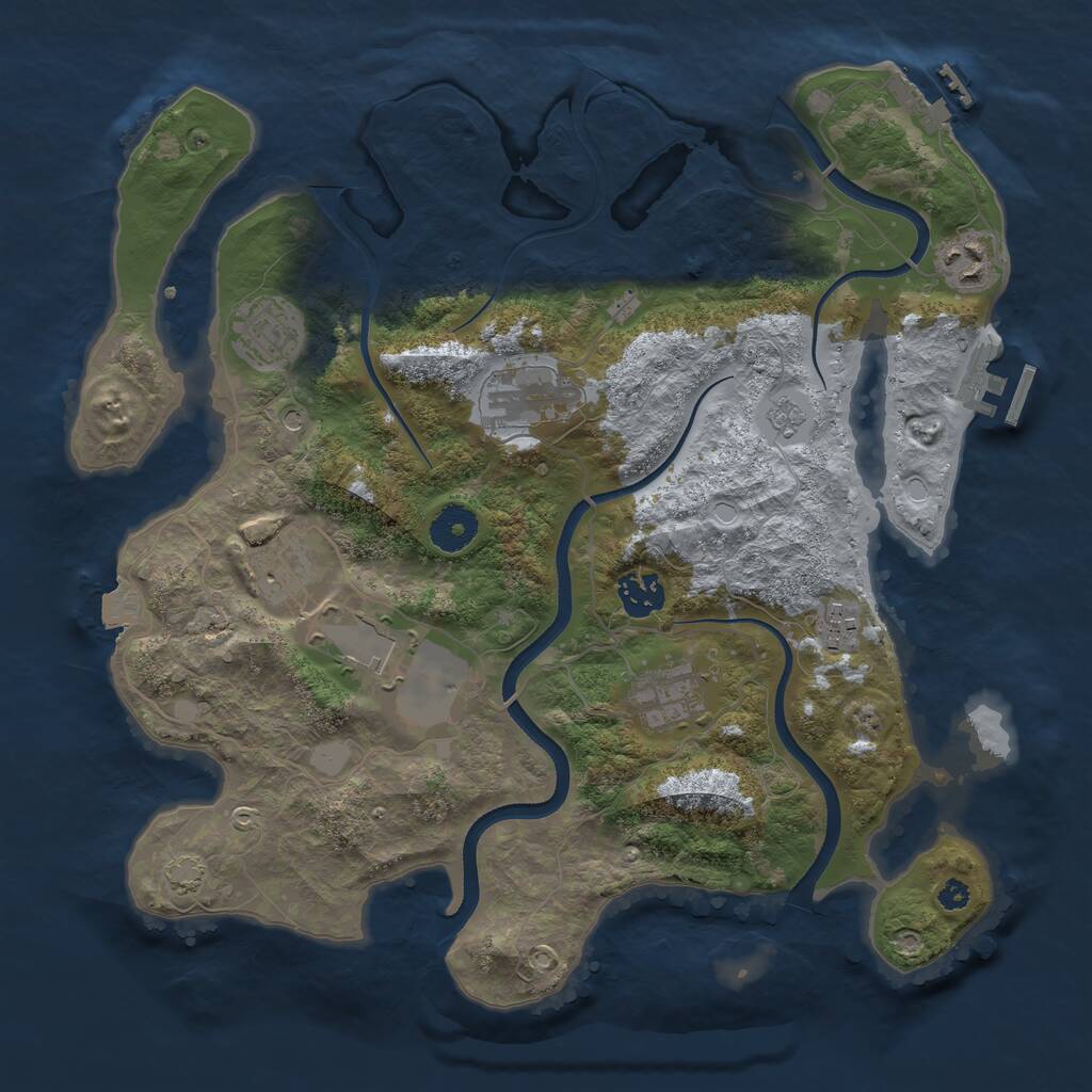 Rust Map: Procedural Map, Size: 3550, Seed: 773737, 14 Monuments