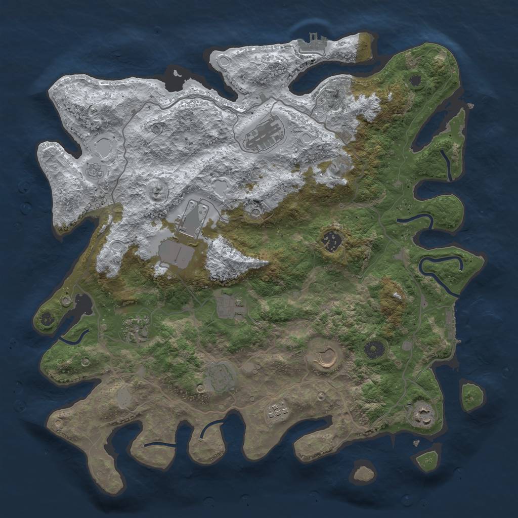 Rust Map: Procedural Map, Size: 4000, Seed: 760795, 18 Monuments