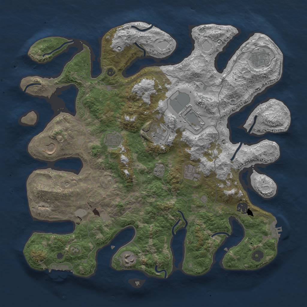 Rust Map: Procedural Map, Size: 4000, Seed: 158228, 17 Monuments